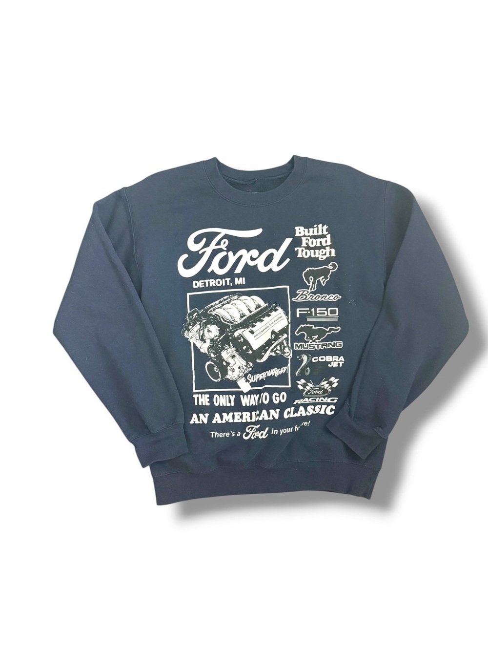 Ford Navy Crewneck Sweatshirt with White Graphic Logo